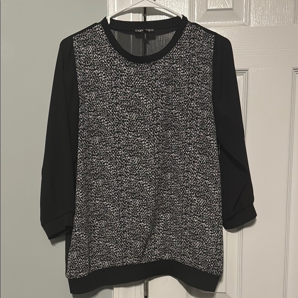 Express Black and White Patterned Top